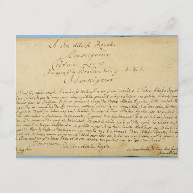 Carte Postale Concerts de Brandenburger de dévouement manuscrit (Devant)