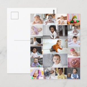 Carte Postale Concevez votre propre collage de 19 photos