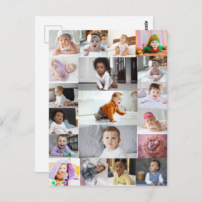 Carte Postale Concevez votre propre collage de 19 photos  (Devant / Derrière)