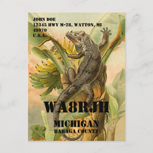 Carte Postale Concevez votre propre opérateur radio HAM QSL Op F (Devant)