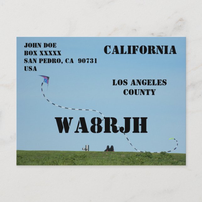 Carte Postale Concevez votre propre QSL HAM Radio Opérateur Kite (Devant)