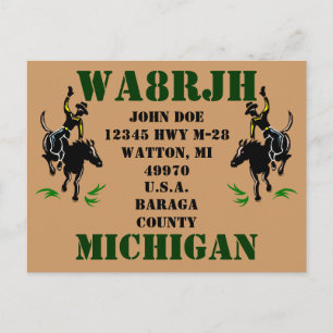 Carte Postale Concevez votre propre QSL HAM Radio Ops Card Bronc