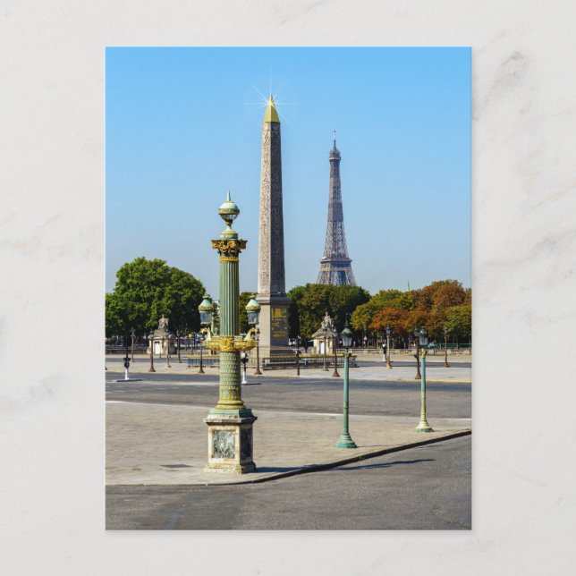 Carte Postale Concorde Luxor Obelisk et Tour Eiffel - Paris (Devant)