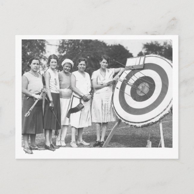 Carte Postale Concours de tir à l'arc féminin vintage 1930 Photo (Devant)