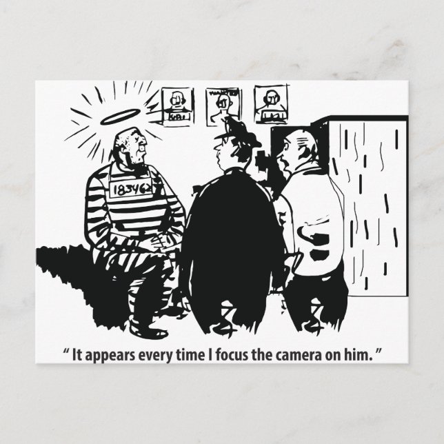 Carte Postale Condamnation innocente, focus caméra, Vintage amus (Devant)