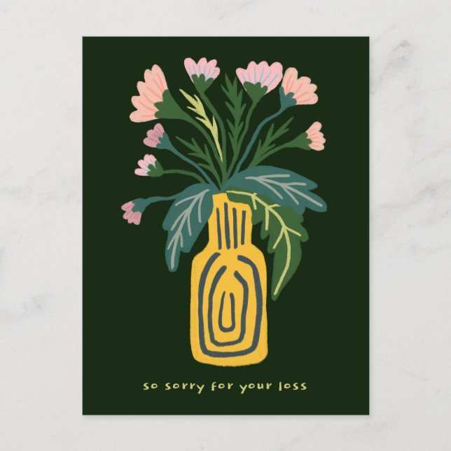 Carte Postale Condoléances Désolé pour la perte Vase de Fleurs p (Devant)