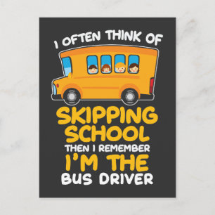 Carte Postale Conducteur d'autobus scolaire Humour Cadeau d'auto