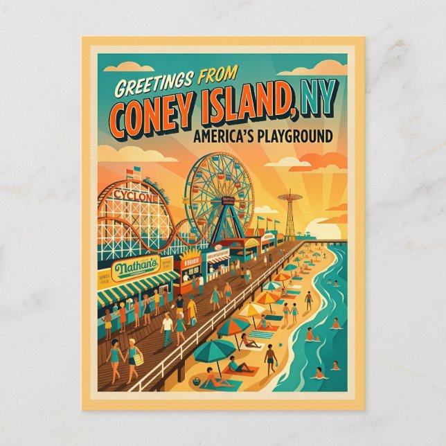 Carte Postale Coney Island NY Le terrain de jeu de l'Amérique (Devant)