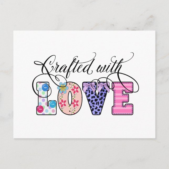 Carte Postale Confectionné Avec Amour Écriture ID193 (Devant)