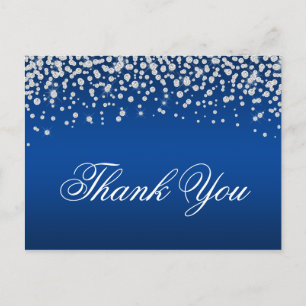 Carte Postale Confetti en diamant brillant Merci Ombre bleu prof