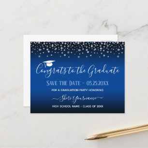 Carte Postale Confetti Graduation Party Enregistrer la date Invi