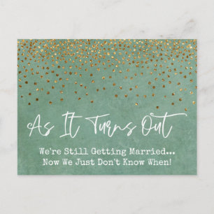 Carte Postale Confetti & Grunge Green Sassy Mariage reporté