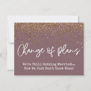 Carte Postale Confetti Mauve Changement de plan Mariage reporté
