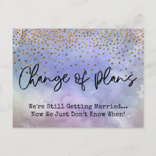 Carte Postale Confetti Purple Changement de plans Mariage report