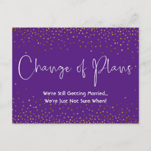 Carte Postale Confetti Purple Changement de plans Mariage report