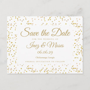 Carte Postale Confettis de poussière d'or Save the Date