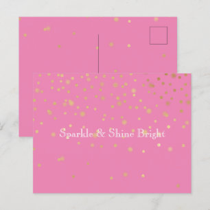 Carte Postale Confettis Or Rose