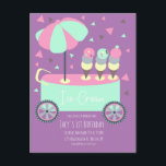 Carte Postale Confettis Stand de Glaces Anniversaire Violet<br><div class="desc">Stand de Glaces Illustré avec confettis</div>