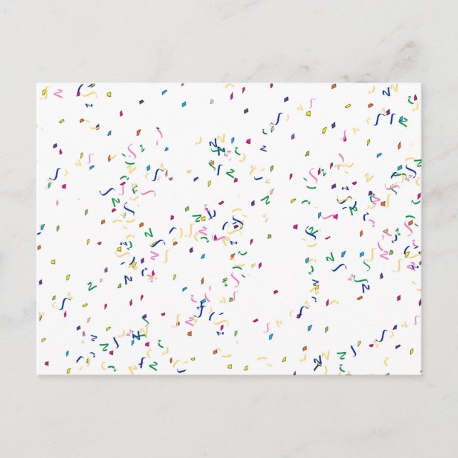Carte Postale Confettis sur fond blanc (Devant)