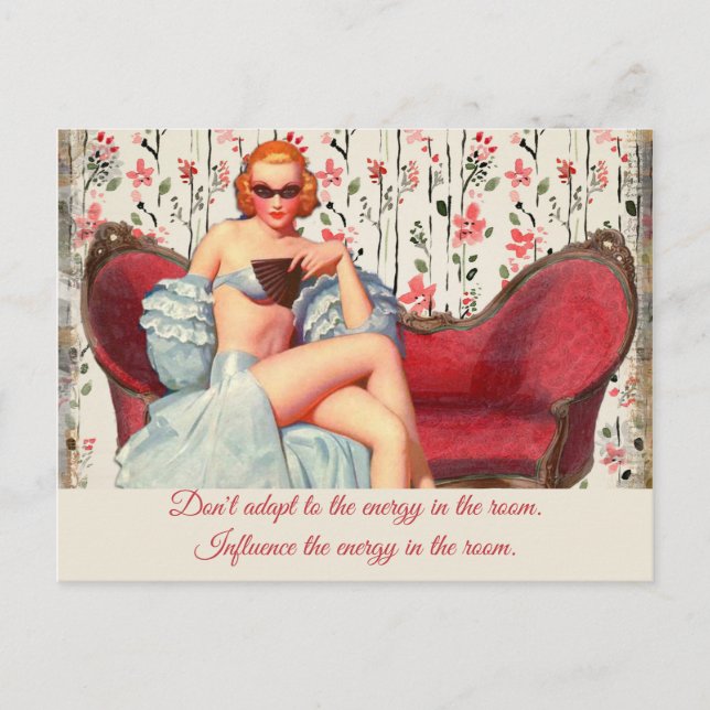 Carte Postale Confiance vintage Retro Lady & Citation Motivation (Devant)