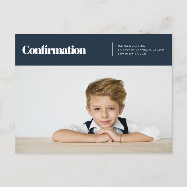 Carte Postale Confirmation | Photo personnalisée (Devant)
