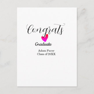 Carte Postale Congrats graduation name class of 20XX year heart 