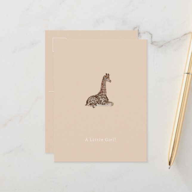Carte Postale Congratulations Little Girl New Baby Giraffe Card (Devant/Arrière en situation)