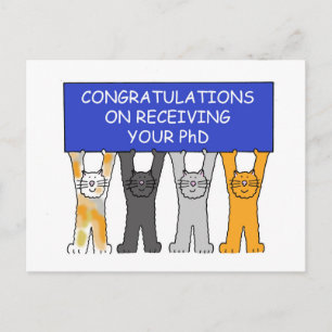 Carte Postale Congratulations on Receiving Your PhD Cute Cats