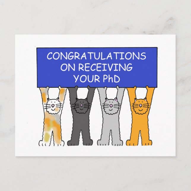Carte Postale Congratulations on Receiving Your PhD Cute Cats (Devant)