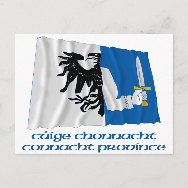Carte Postale Connacht Province Drapeau agitant avec nom (Devant)