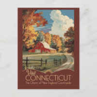 Connecticut Campagne Voyage Art Vintage