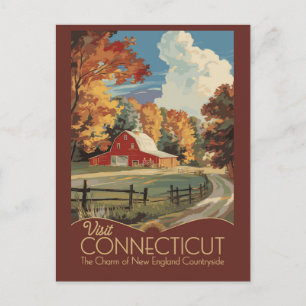 Carte Postale Connecticut Campagne Voyage Art Vintage