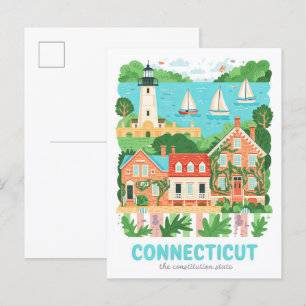 Carte Postale Connecticut Constitution State USA Travel