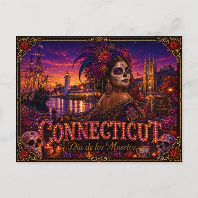 Carte Postale Connecticut Día de los Muertos Rétro (Devant)