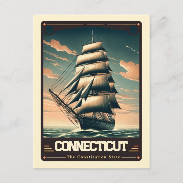 Carte Postale Connecticut | Esprit patriotique Vintage (Devant)