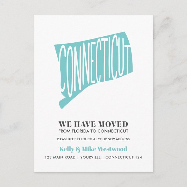 Carte Postale CONNECTICUT Nous avons déplacé Nouvelle adresse No (Devant)