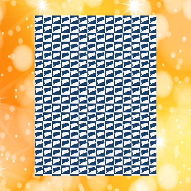 Carte Postale Connecticut Pop Art Pattern Blue White (A postcard with a blue and white pattern featuring Connecticut.)