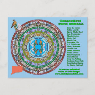 Carte Postale Connecticut State Mandala Postcard