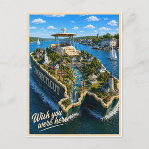 Carte Postale Connecticut Vous auriez été ici Série des État