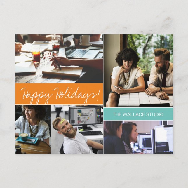 Carte Postale Connexion entreprise : Moderne Orange et Turquoise (Devant)