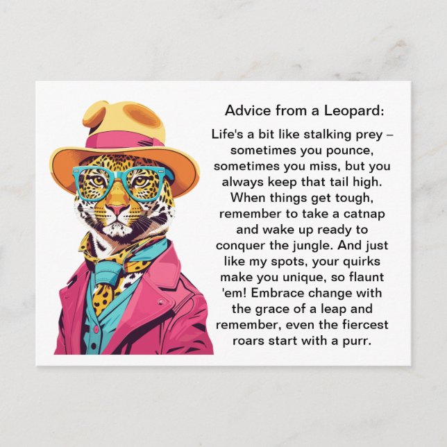 Carte Postale Conseil Drôle D'Un Leopard (Devant)