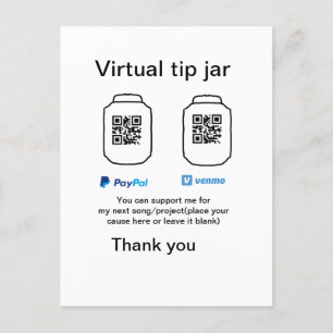 Carte Postale Conseil virtuel jar q r code argent don PayPal ven