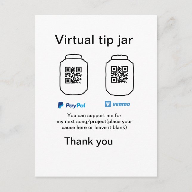 Carte Postale Conseil virtuel jar q r code argent don PayPal ven (Devant)