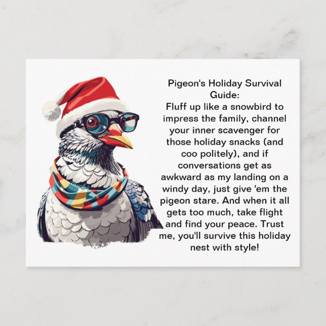 Carte Postale Conseils De Vacances Drôle D'Un Pigeon (Devant)
