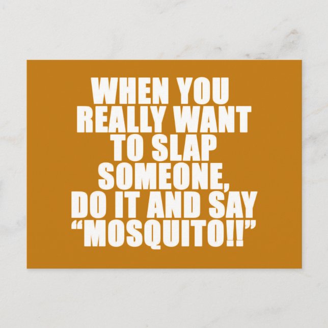 CARTE POSTALE CONSEILS D'HUMOUR MOSQUITO SLAP QUELQU'UN RIRE EN  (Devant)