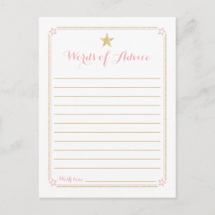 Carte Postale Conseils sur le Baby shower en or rose Little Star