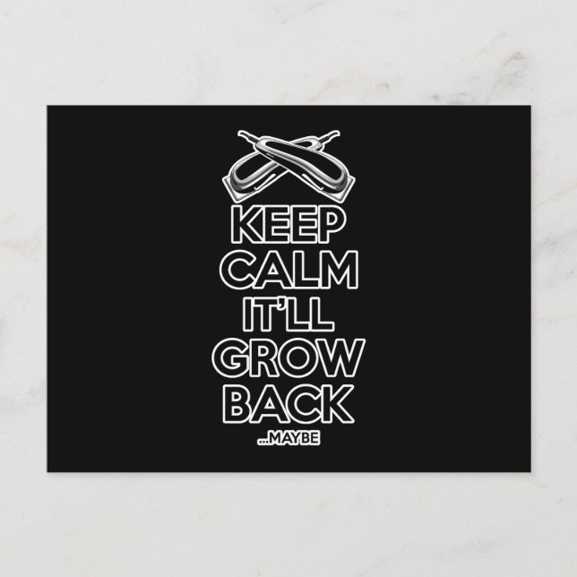 Carte Postale Conserver le calme : Barber Shop Humour (Devant)