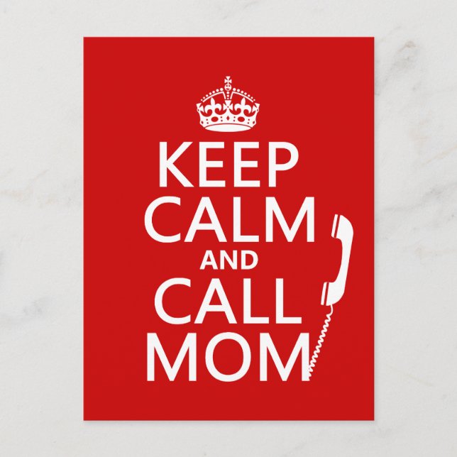 Carte Postale Conserver le calme et appeler maman - toutes les c (Devant)