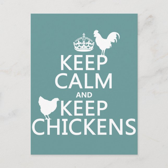 Carte Postale Conserver le calme et garder les poulets (n'import (Devant)
