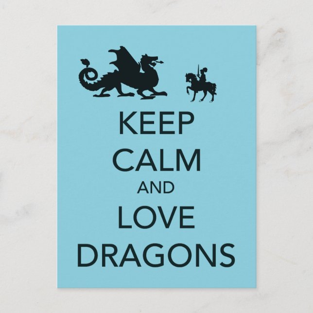 Carte Postale Conserver le calme et l'amour Dragons Impression u (Devant)